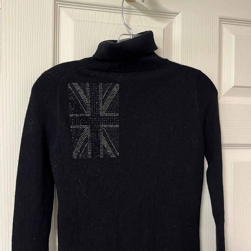 Thomas Wylde Union Jack crystal black turtleneck wool/cashmere